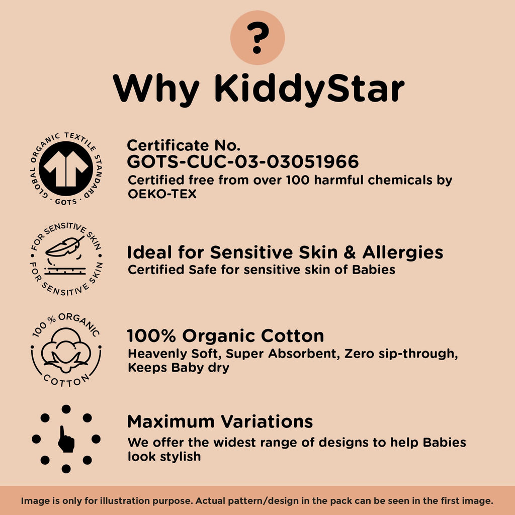 KiddyStar Organic Cotton Baby Drool Bibs | Soft, Adjustable, Absorbent, Unisex Teething Bandana Bibs for Babies | 5 Pack