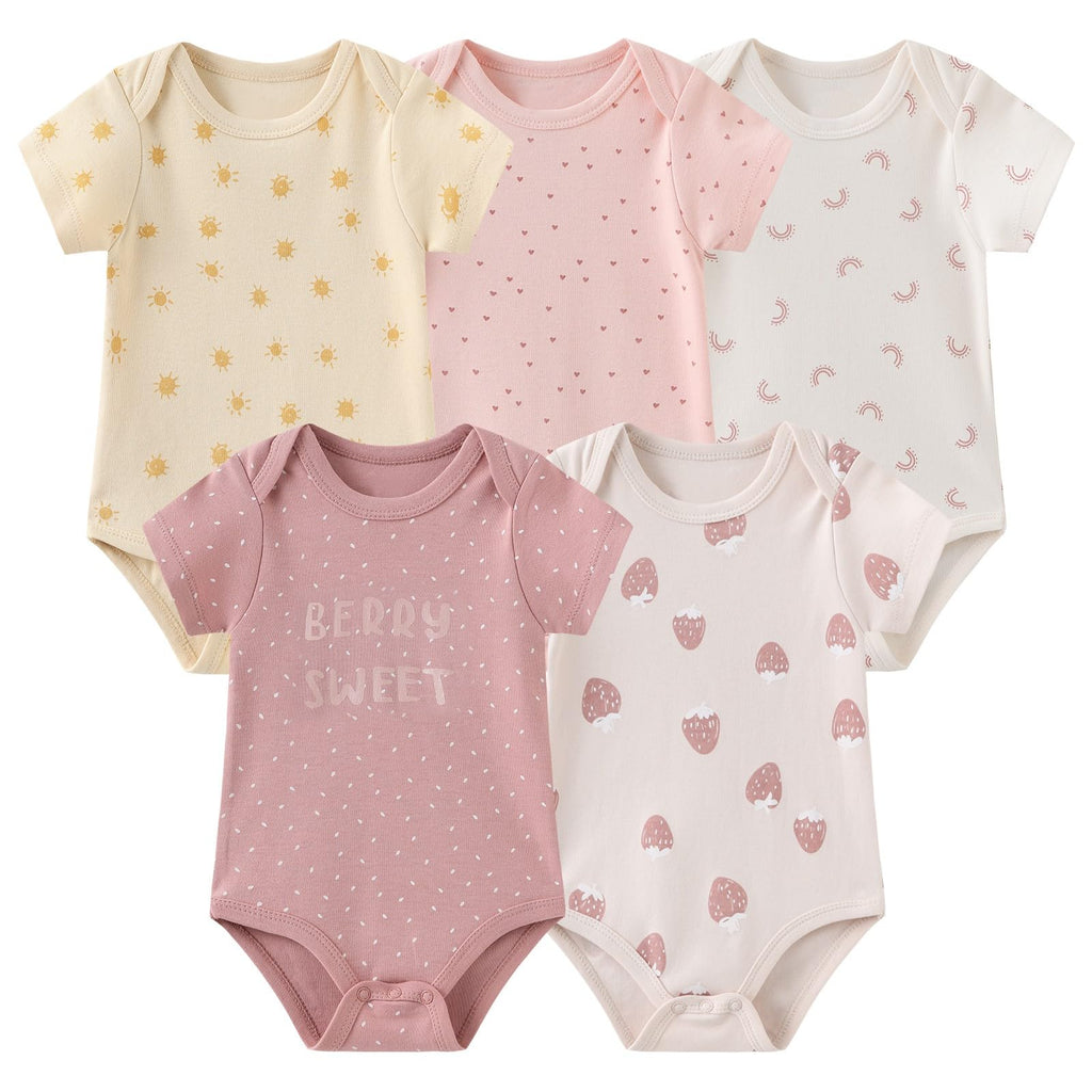 JELYLOVE Fashion Unisex baby Boy Girl Bodysuits 5-Pack Casual Cotton Soft Infants Outfit New born Clothes