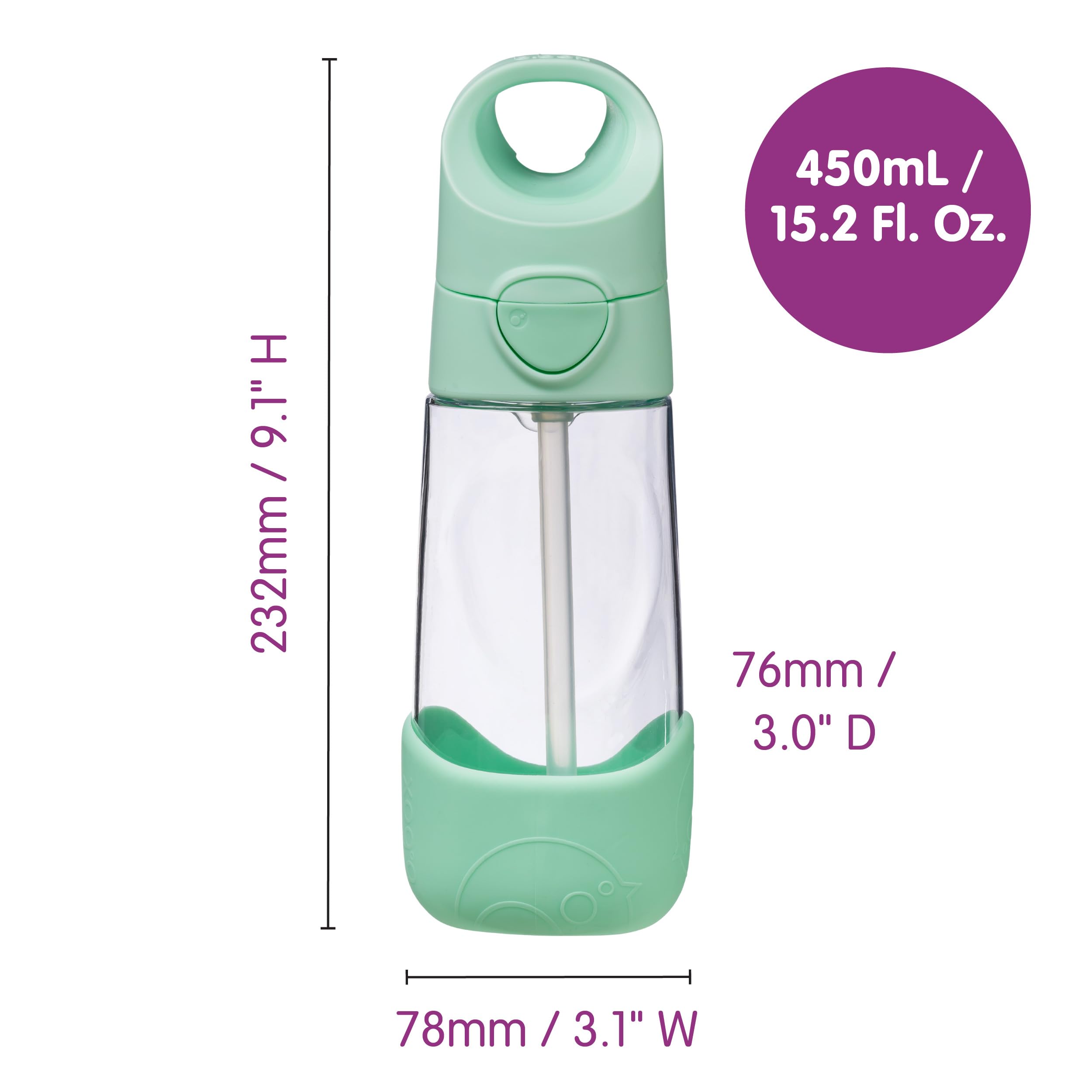 b.box Tritan™ Kids Water Bottle with Straw, 15 oz Toddler Water Bottle