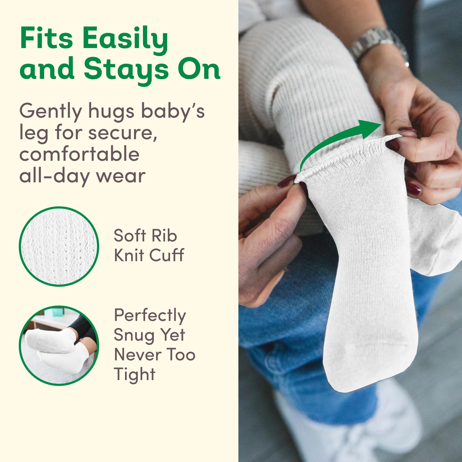 Fruit of the Loom Baby & Toddler Grow & Fit Flex Zones Cotton Stretch Crew Socks - Unisex, Girls, Boys (6-12 Months, White)