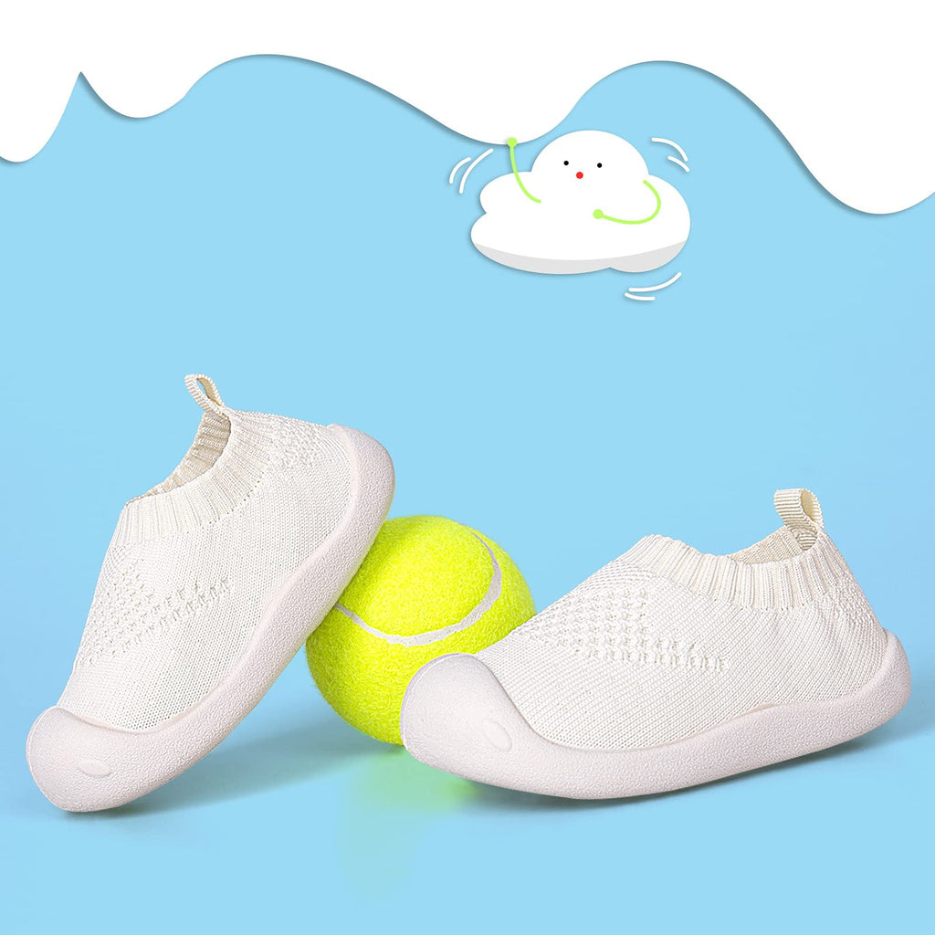 Charrost Baby Walking Shoes Wide Toe Box Knit Slip-On Sneakers for Toddlers