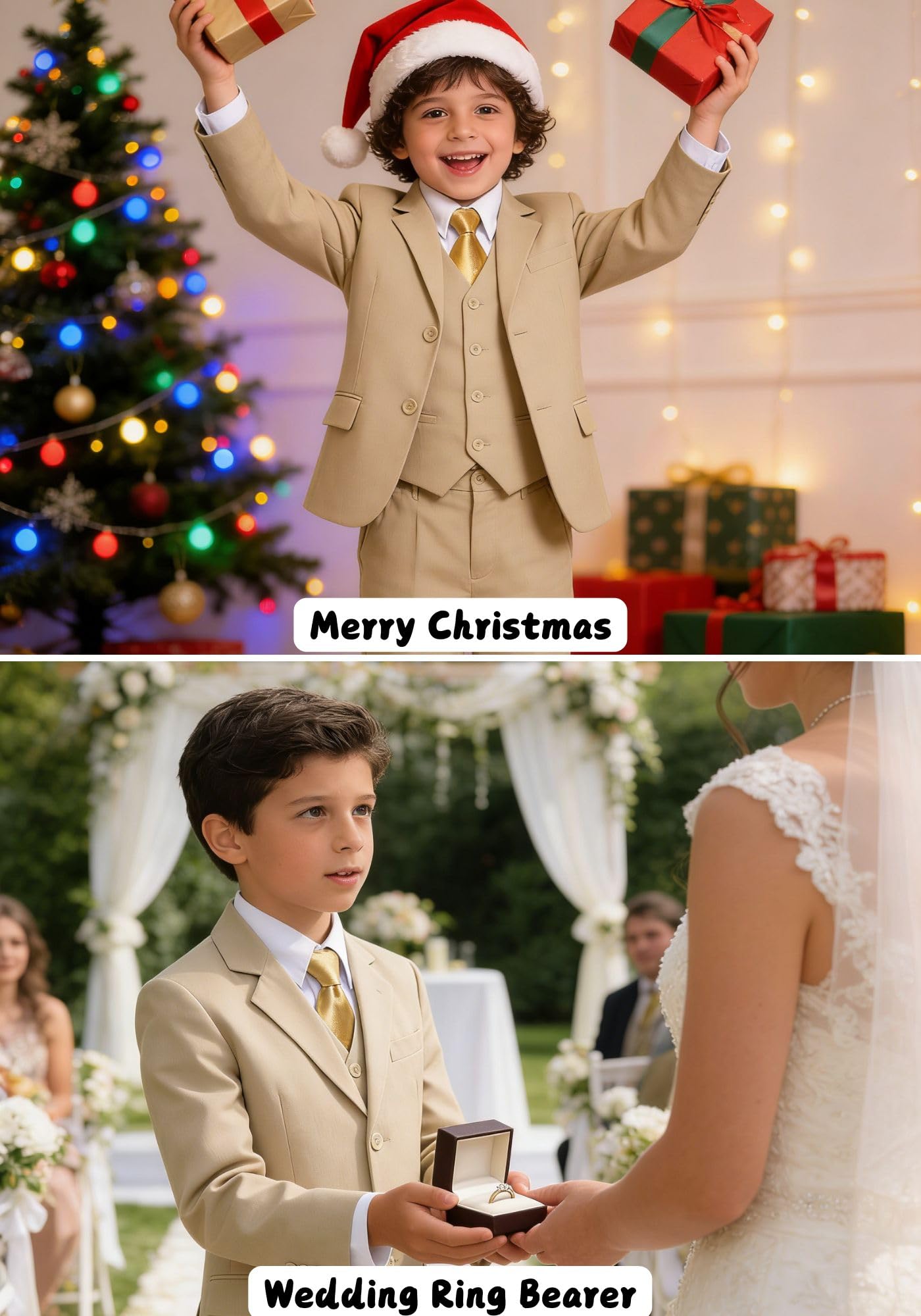 Boys Suits Ring Bearer Outfit Kids Suit Light Champagne for Boy Size 16