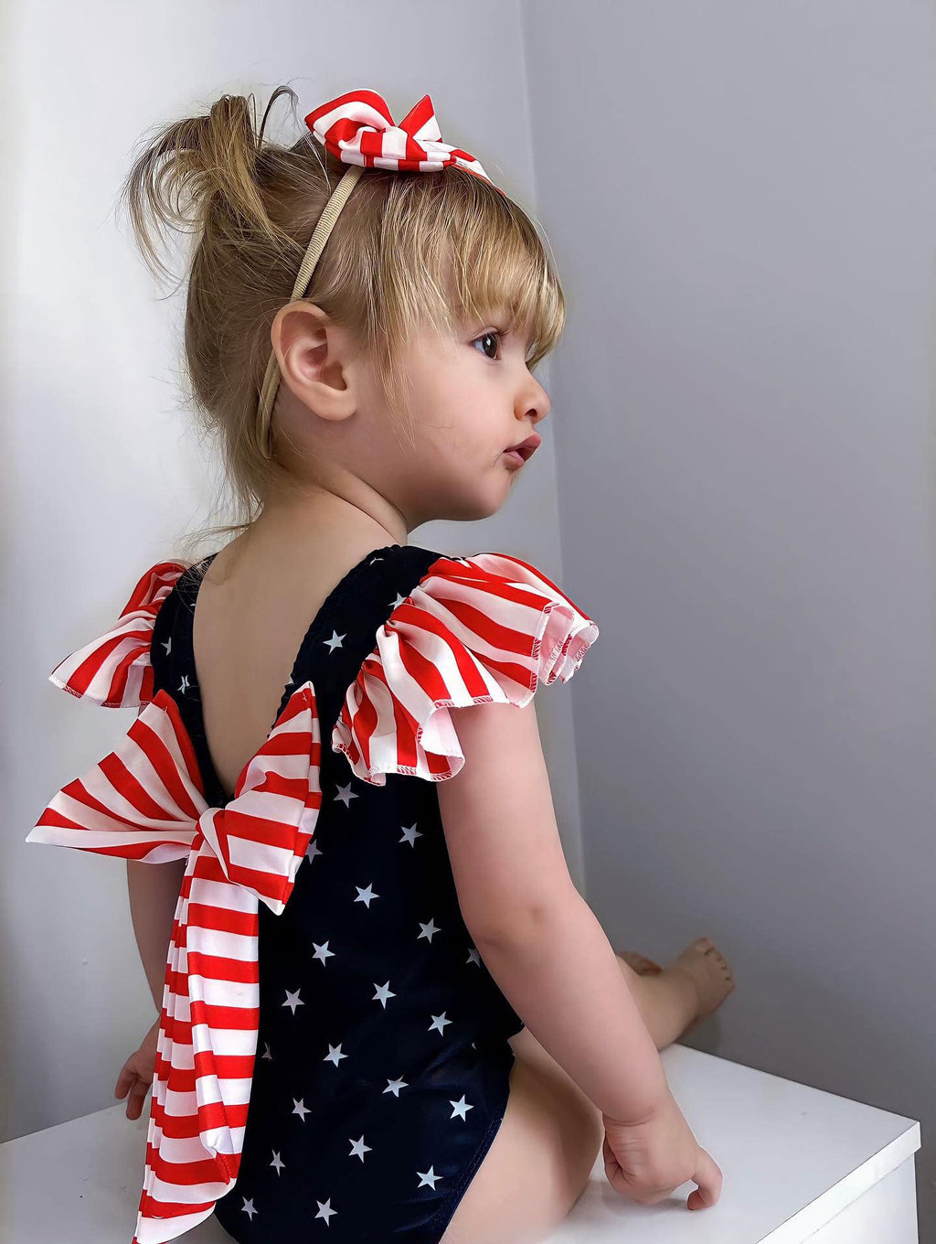 HIHA Infant Toddler Girl American Flag Patriotic Swimsuit One Piece 4th of July Independence Day Swimwear Bathing Suit 18-24 Months
