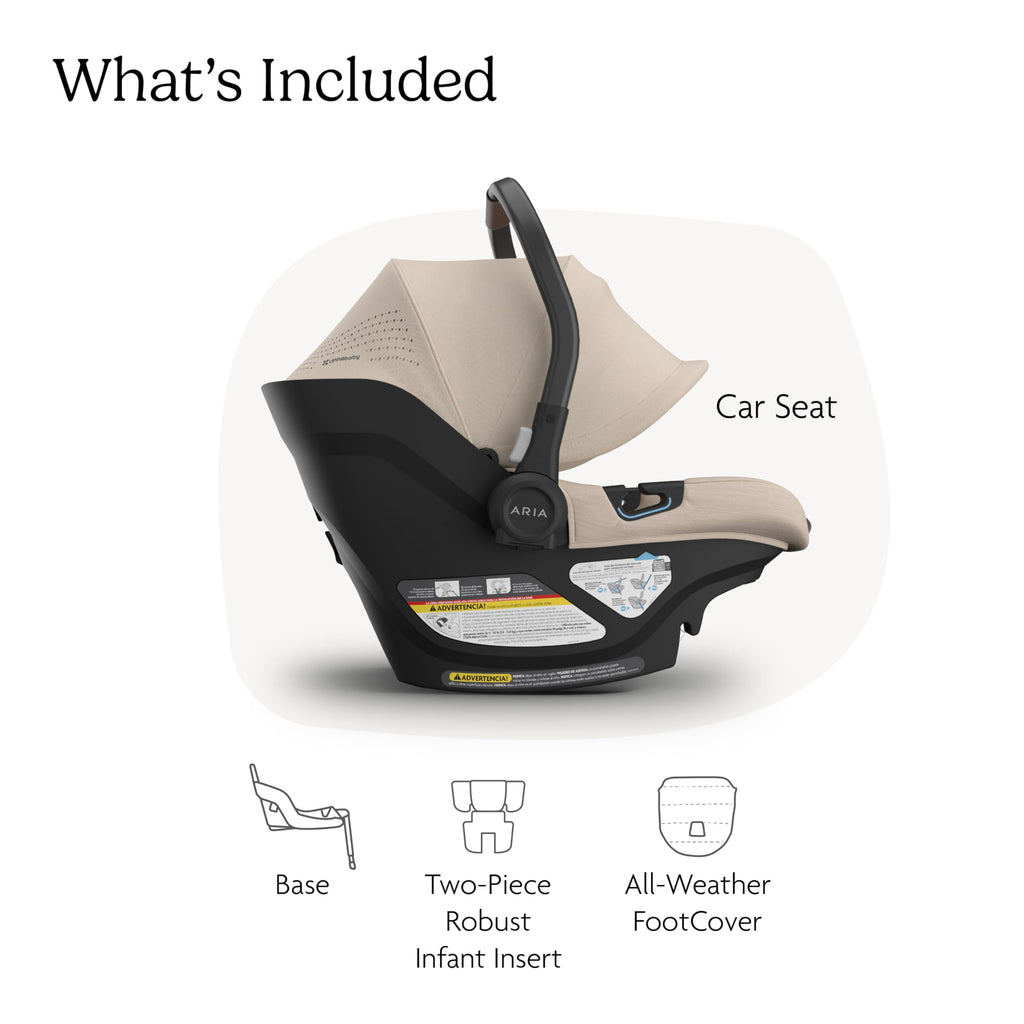 UPPAbaby Aria V2 Lightweight Infant Car Seat - Load Leg + Anti-Rebound Panel - Infant Insert + All-Weather FootCover Included - Direct Stroller Attachment - Declan (Oat Mélange)