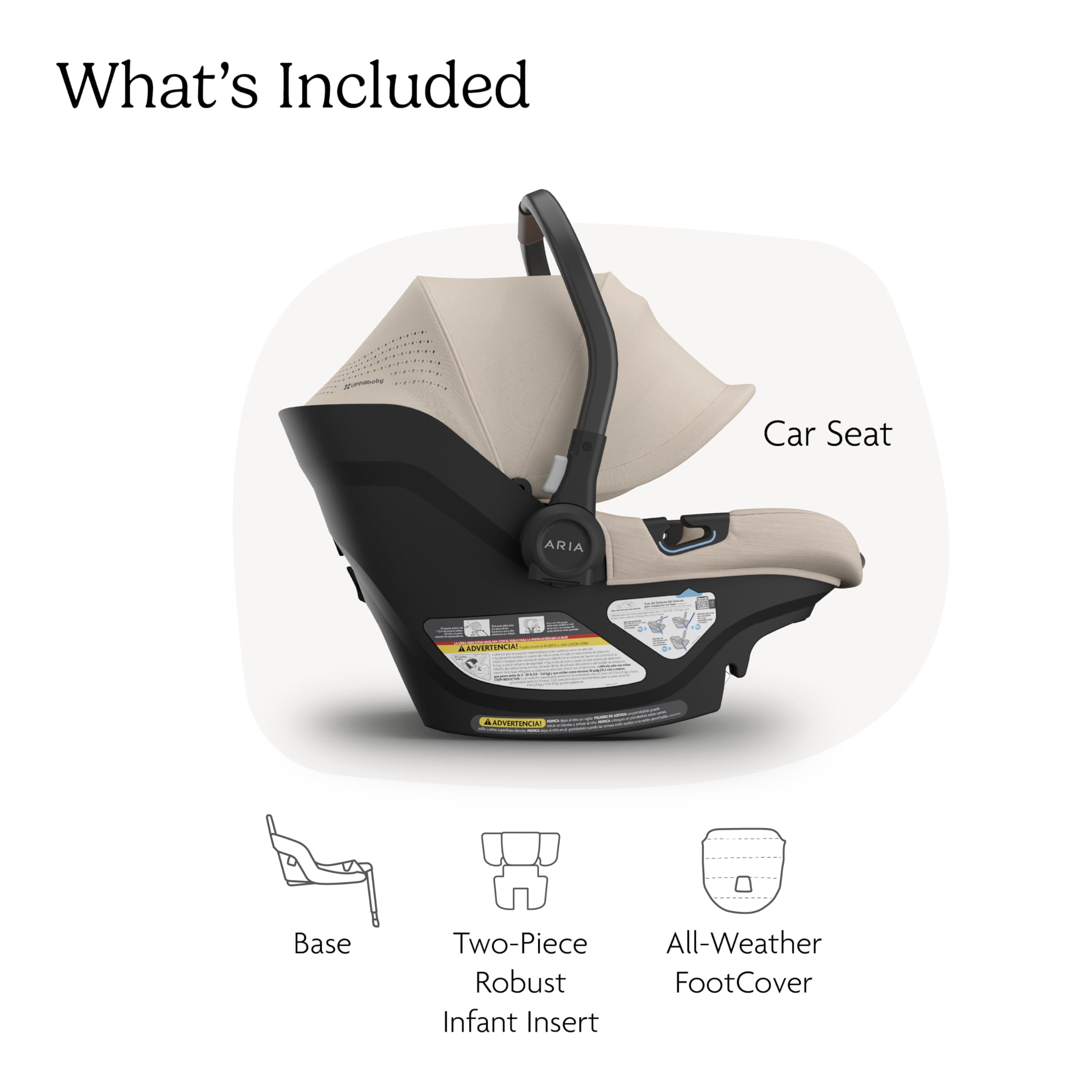 UPPAbaby Aria V2 Lightweight Infant Car Seat - Load Leg + Anti-Rebound Panel - Infant Insert + All-Weather FootCover Included - Direct Stroller Attachment - Declan (Oat Mélange)