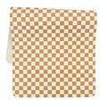 Vegan Leather Baby Changing Mat 16x30in, Wipeable, Foldable, Mocha Checker