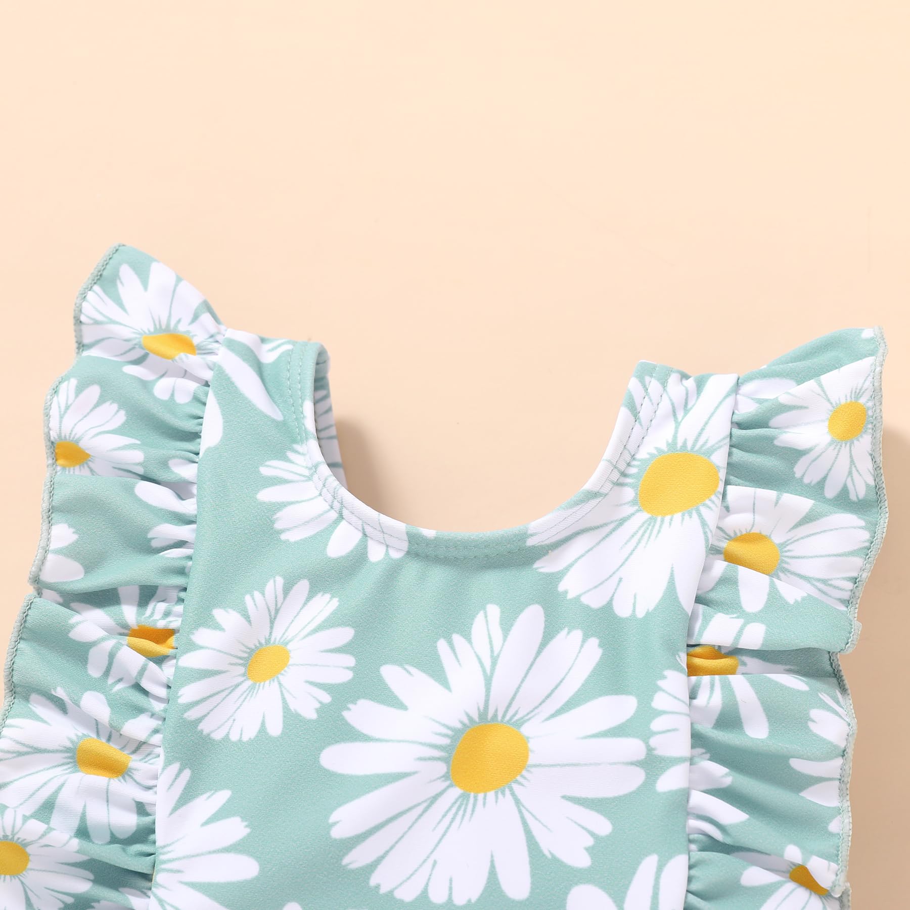 Newborn Baby Girl Ruffle Swimsuit Infant Toddler One Piece Floral Bikini Beach Bathing Swimwear Set(W2 Green,12-18 Months)