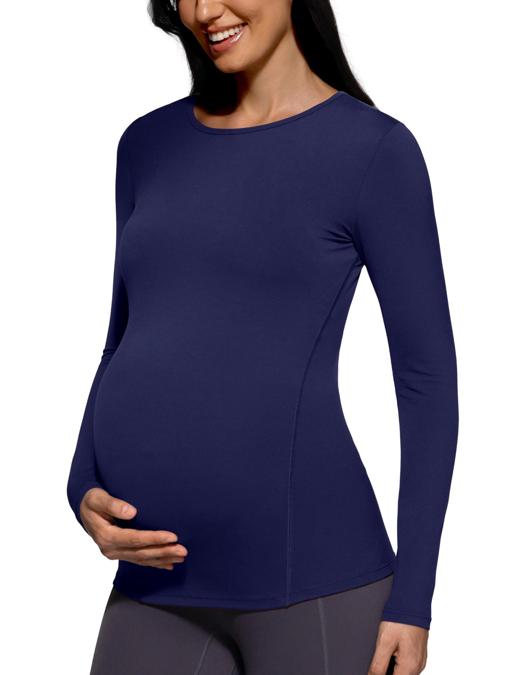 POSHDIVAH Maternity Crew Neck T Shirts for Women Navy X-Small