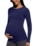 POSHDIVAH Maternity Crew Neck T Shirts for Women Navy X-Small