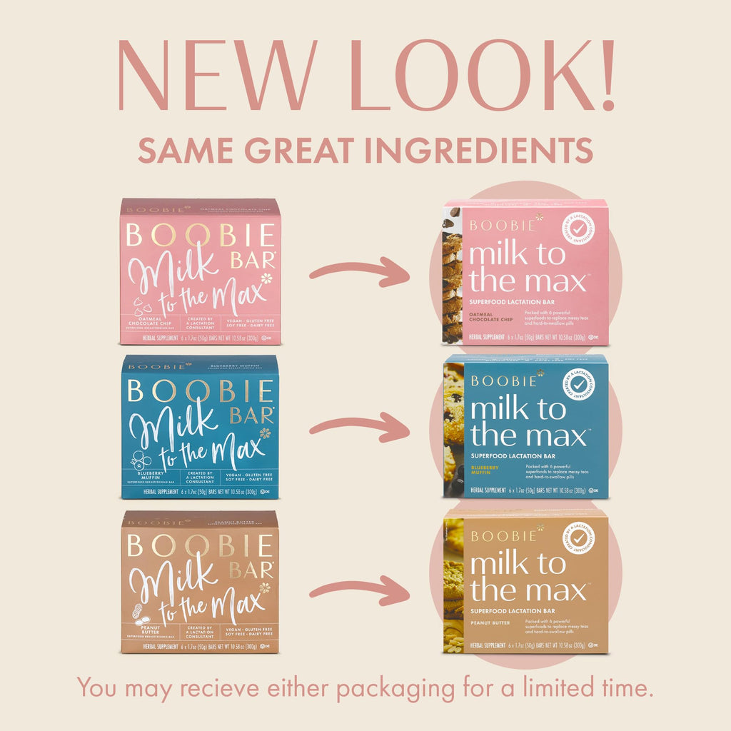Boobie Bar Superfood Lactation Bar Variety Pack, Lactation Snacks for Breastfeeding Moms to Promote and Increase Milk Supply, Fenugreek-Free, Gluten-Free, Dairy-Free, Vegan (18 Bars, 3 Flavors)