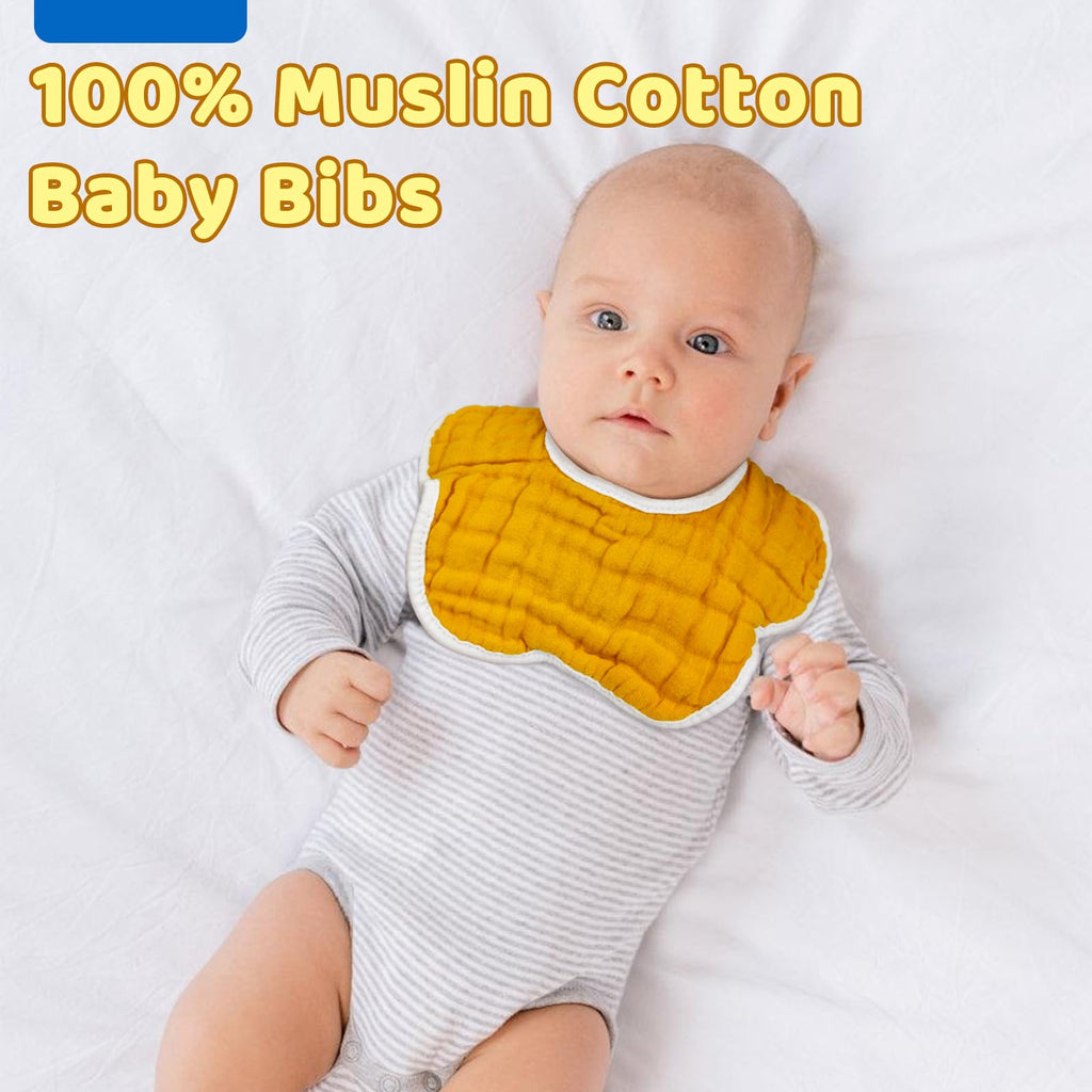 EllieHouse Baby Bibs for Girls Boys 10Pack Muslin Drool Teeth Drooling Teething Bibs Muslin Cotton for Infant Toddler Yellow White