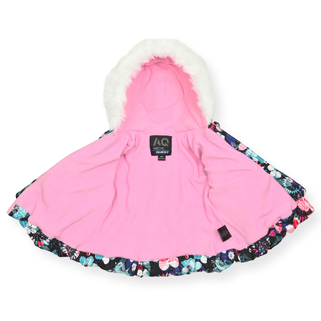 Arctic Quest Girls' Bib Snow Pants and Ski Jacket Water-Resistant Snowsuit For Kids Winter Hooded Jacket, Rich Black, 3T