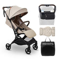 MAMAZING Lightweight Baby Travel Stroller with Carbon Fiber Frame, Compact & Airplane-Friendly, One-Handed Folding Design, 11.6 lbs, Perfect for Toddlers, Organizer & Cushion Included, Simply Taupe