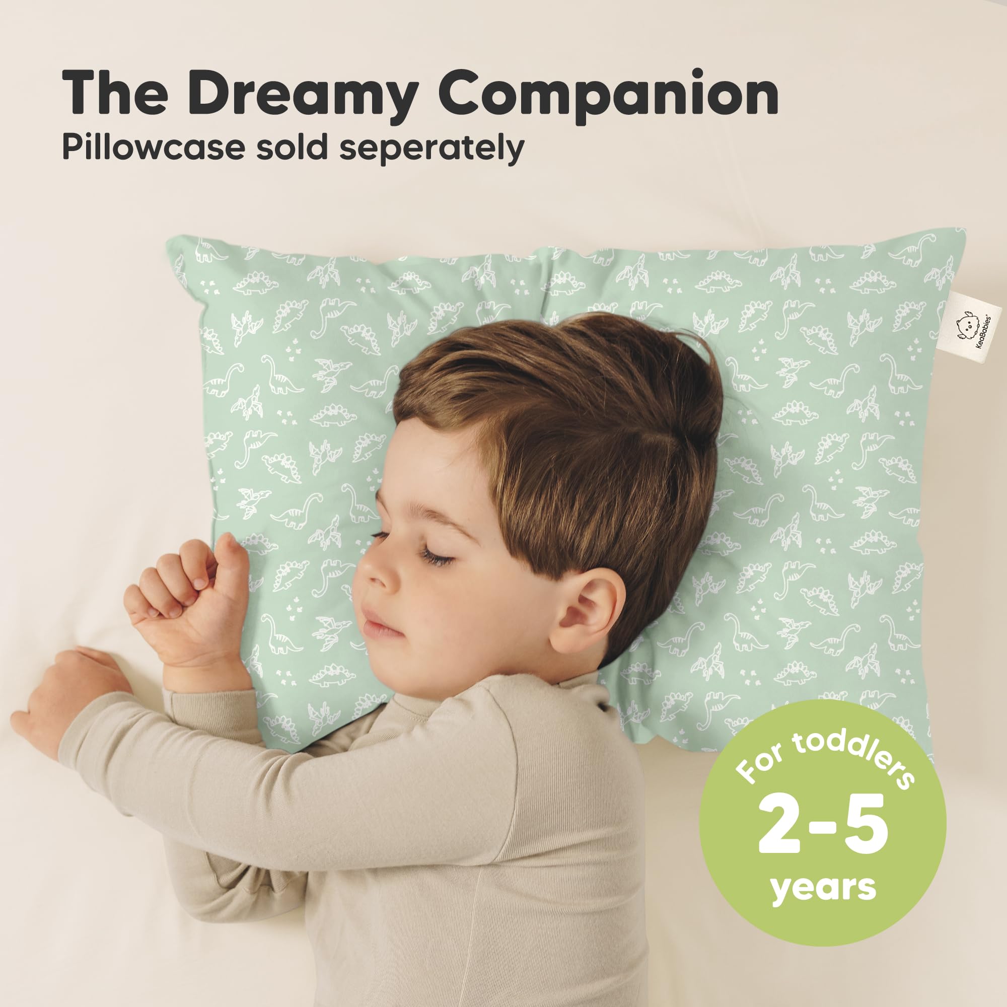 KeaBabies 2pk Toddler Pillows 2 Year Old to 5,13x18 Kids Pillow (DinoLand)