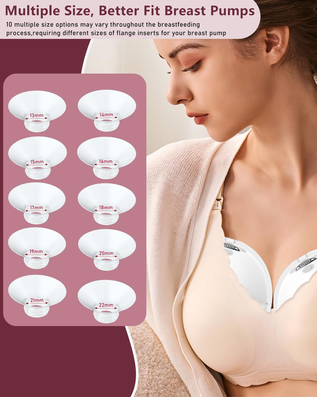 IVARONAL Flange Insert 2PCS 14mm Compatible with Momcozy M9/M6/M5/S12 Pro/V1 Pro/V2 pro, Spectra/Medela/Elvie/NCVI/TSRETE/eufy/Lansinoh/Paruu/MomMed Breast Pump 24mm Shields/Flanges (2pcs-14mm)