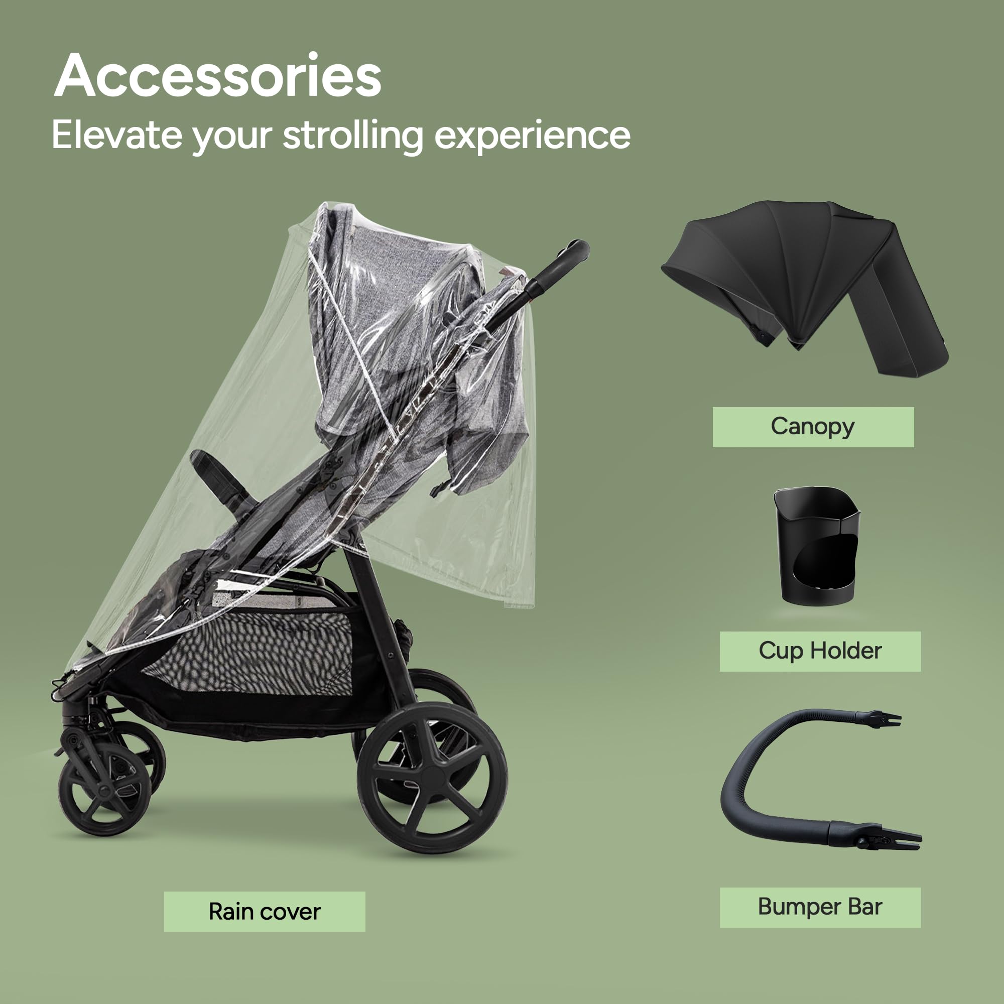Mompush Nova All Terrain Baby Stroller, Newborn to Toddler, Up to 50 lbs