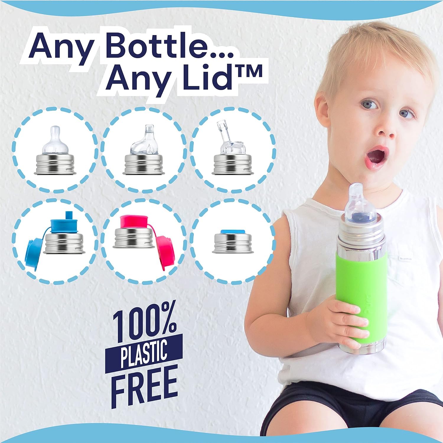 Pura 6+ Months 9 oz Stainless Steel Sippy Bottle - Plastic-Free, Fast Flow, Moss