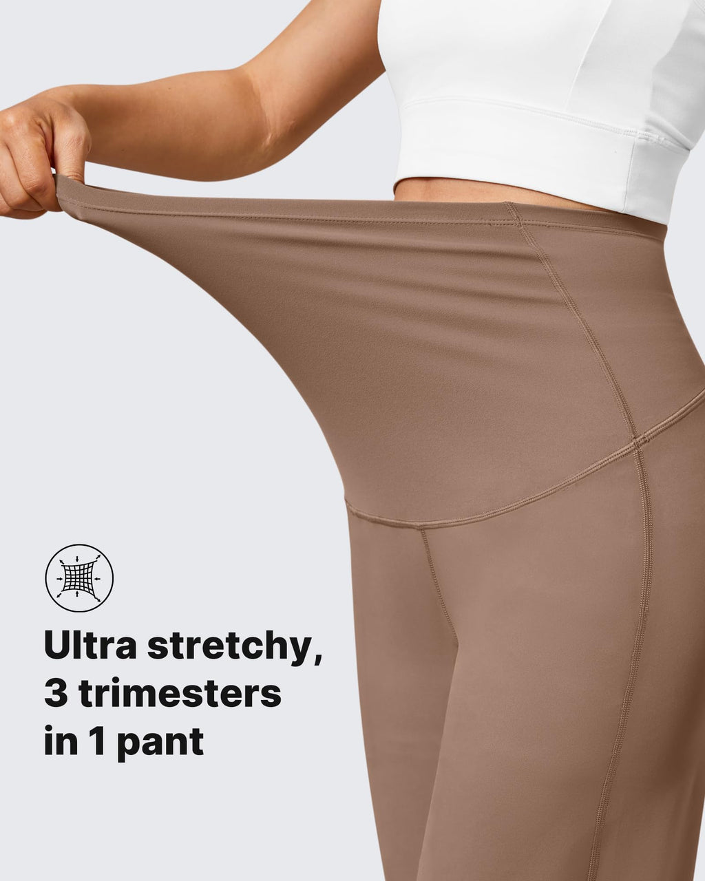 G4Free Maternity Clothes Prenancy Pants Wide Leg for Work,Toffee,XS,Tall