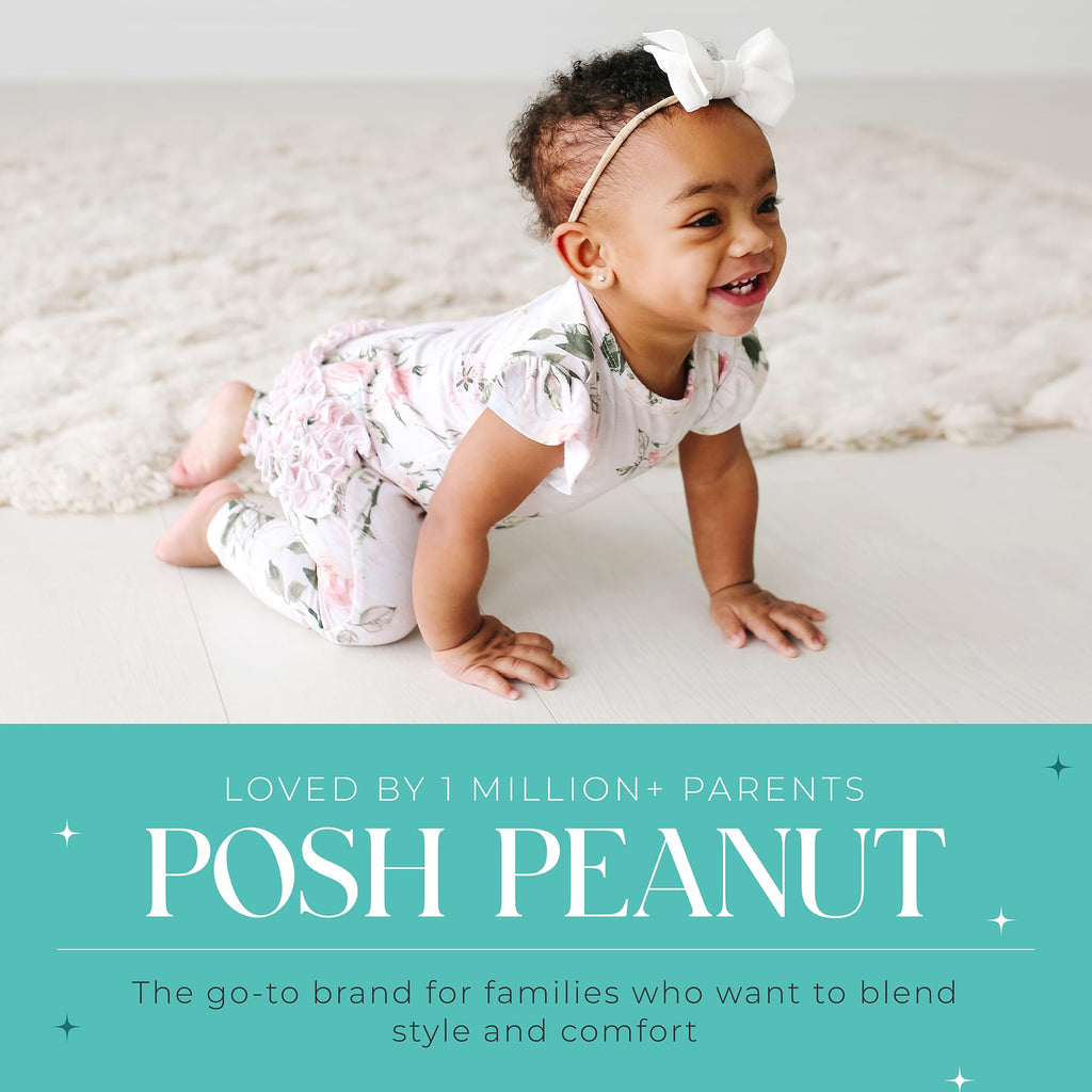 Posh Peanut Baby Girl Romper - Ruffled Capsleeve Henley Romper