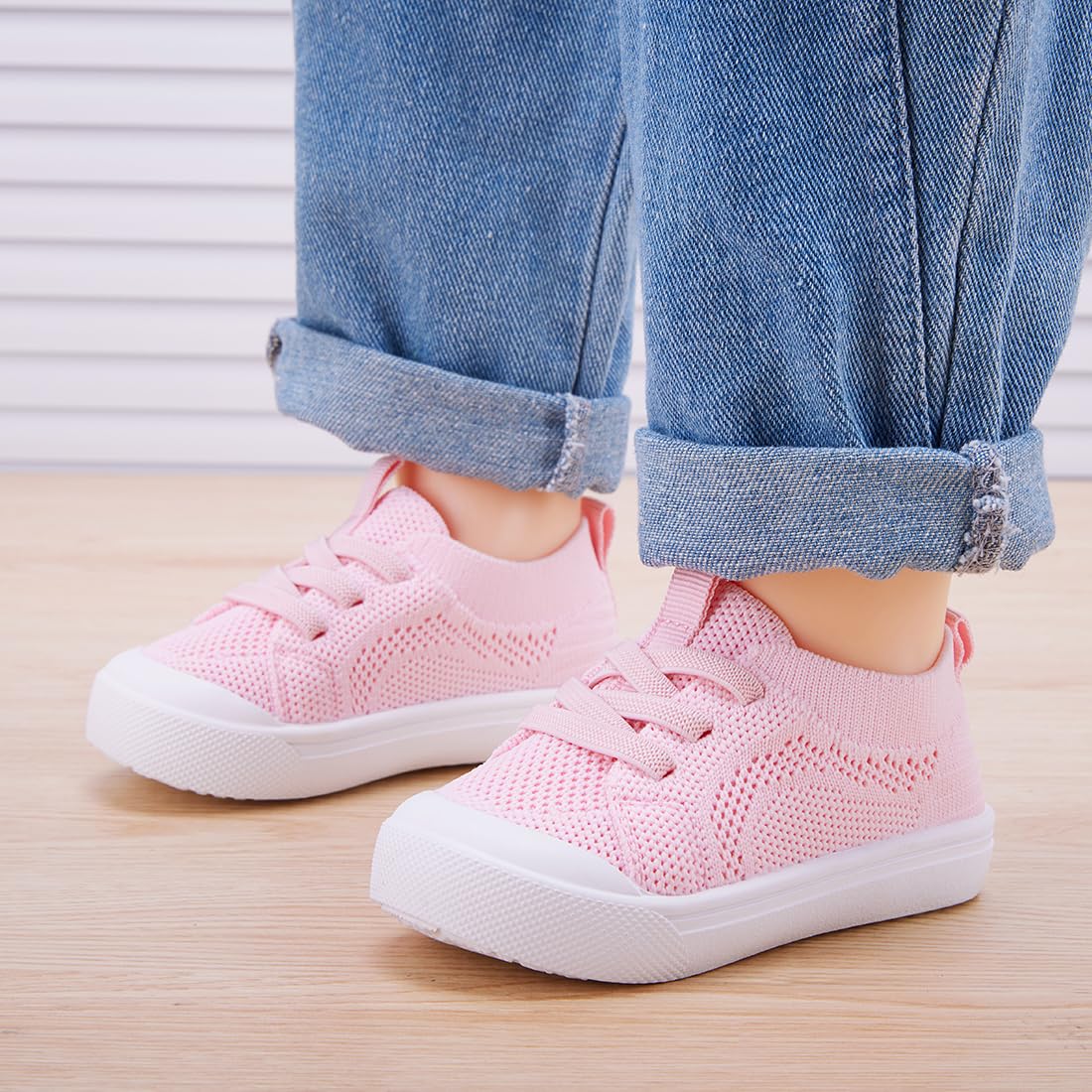 BMCiTYBM Toddler Walking Shoes Baby Boy Girl Barefoot Sneakers Pink Size 8