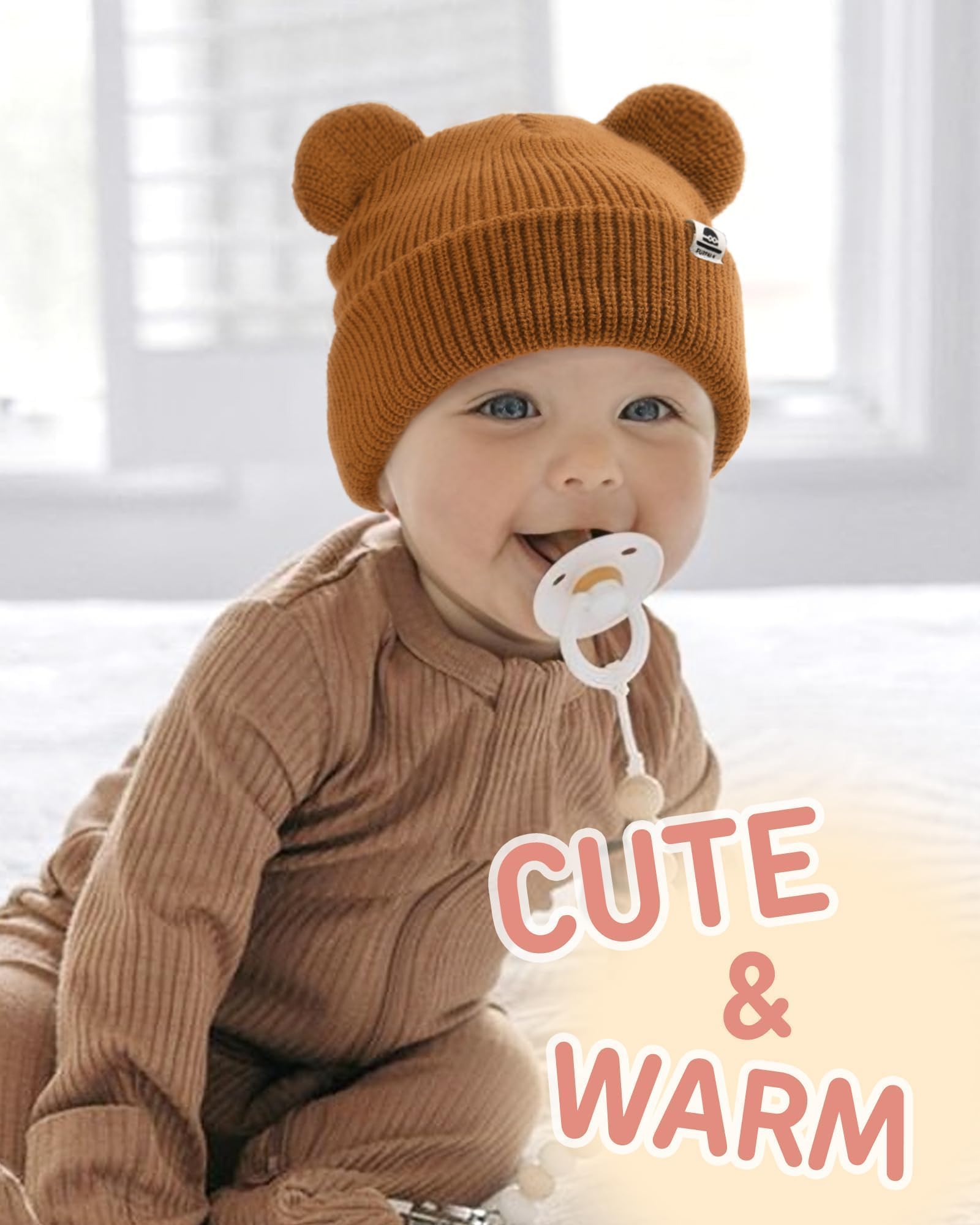 FURTALK Baby Beanie with Bear Ear Warm Knit Winter Hat for Infant Toddlers
