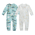 Owlivia Organic Cotton Baby Boy Girl Zip up Sleep N Play, Footless, Long Sleeve(0-3 Months, Crocodile & Golden Star)
