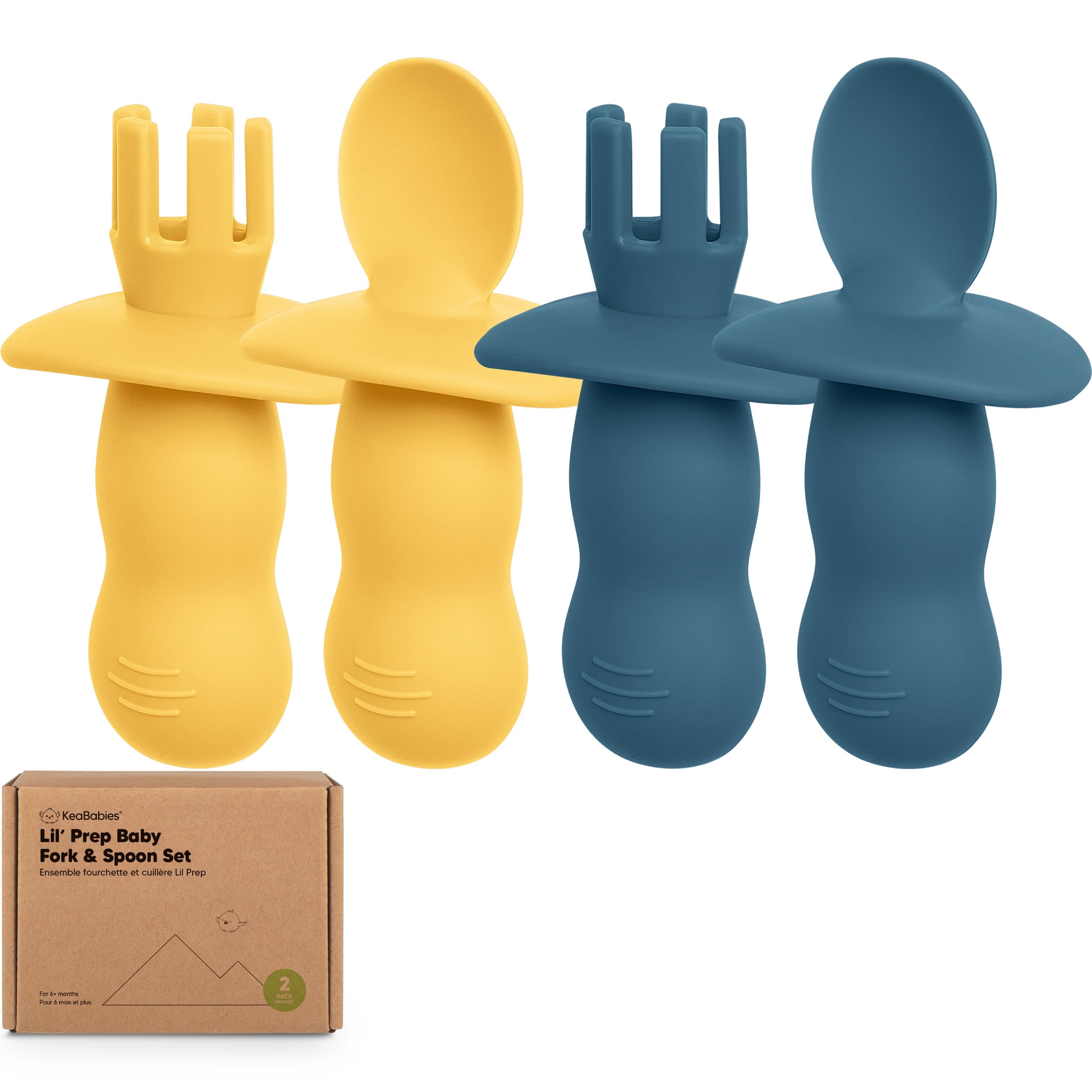 KeaBabies 4-Pack Silicone Baby Spoons and Forks Set BPA-Free (Valiant)