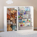 HedoAjim White Kids Bookshelf & Stuffed Animal Net Holder Plush Toy Storage Organizer Child Bookcase Toddler Baby Sling Book Rack for Playroom Bedroom Nursery Infant Boys Girls Classroom