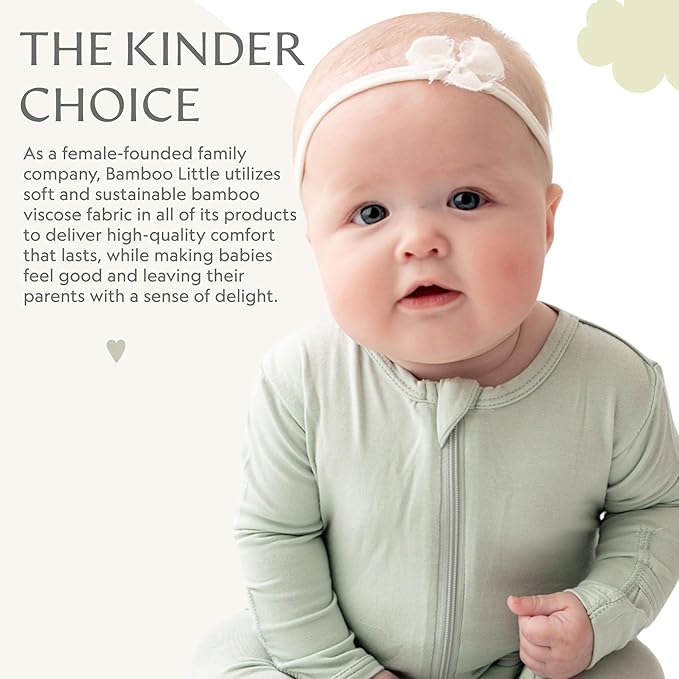Bamboo Little Soft Baby Footie Pajamas, Baby Clothes, Newborn Sleepers, 95% Viscose and 5% Spandex, Sage, 3-6 Months