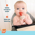 RaZbaby Baby Solids/Frozen Fruit Feeder Pacifier, Infant Teether Toy 6M+, BPA-Free Silicone Pouch & Nipple, Safely Introduce Solids, Natural Teething Relief, Dishwasher Safe