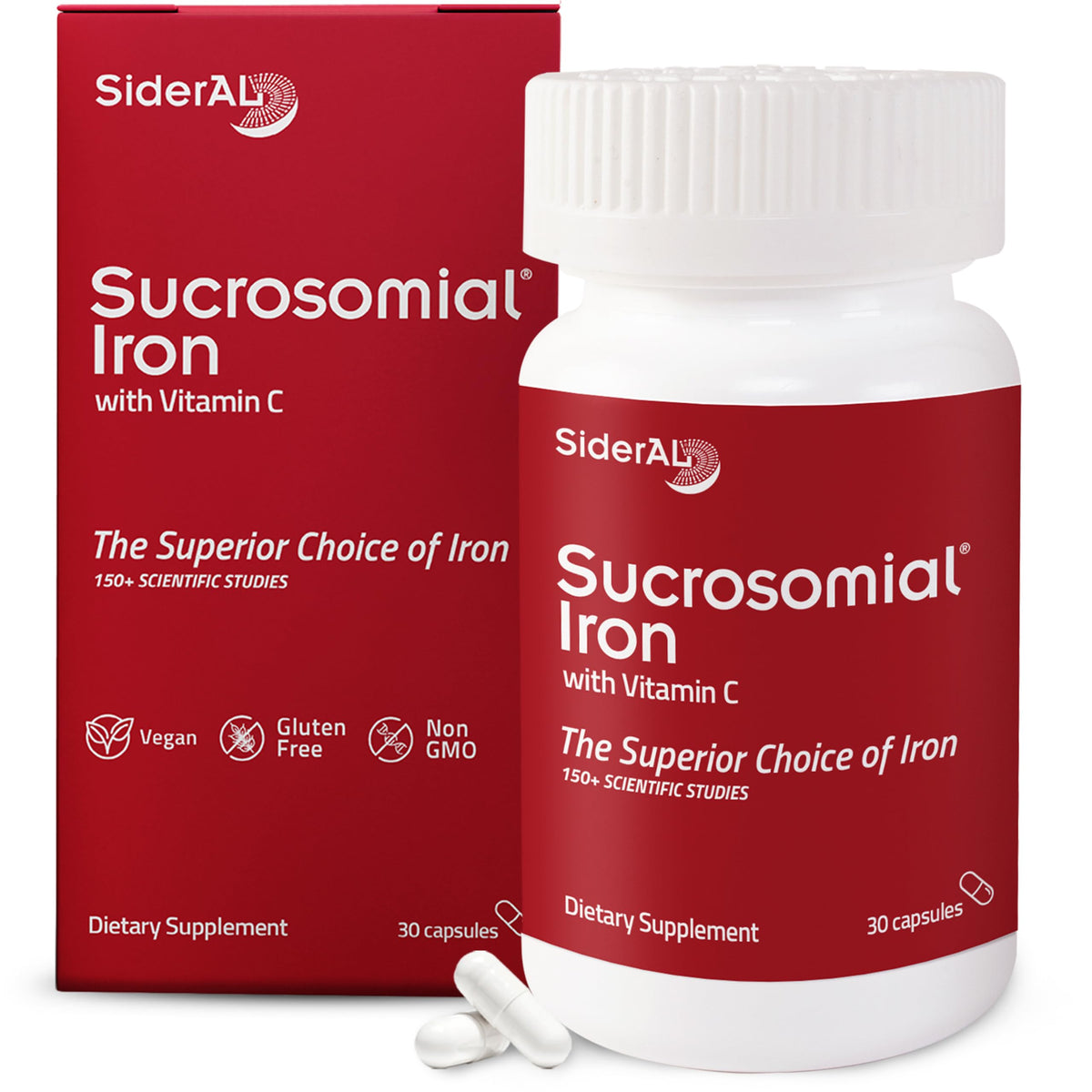 SiderAL Forte Sucrosomial Iron Supplement for Women and Men - Clinically Proven to Increase Levels without Side Effects, Gentle on Stomach, 7x Higher Absorption for Anemia & Energy, Vitamin C, 30ct
