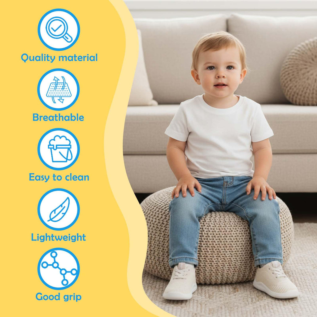 MORENDL Toddler Shoes Baby Walking Sock Shoes Infant Sneakers Boy Girl Barefoot Tennis Shoe Non-Slip Brethable Khaki 18-24 Months