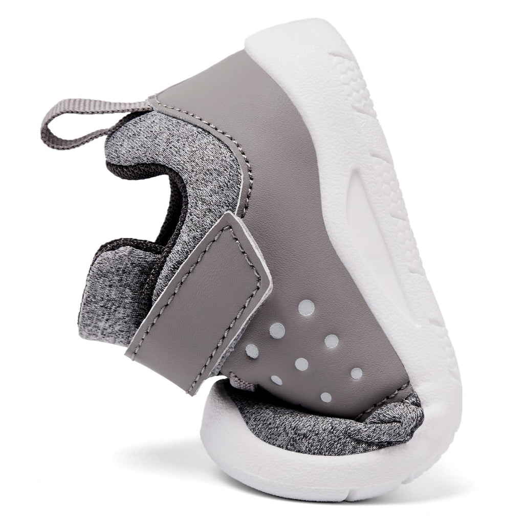 MORENDL Toddler Baby Shoes 0-4 Years Boy Girl Lightweight Breathable Non-Slip Sports Sneakers Running Walking Tennis Barefoot Shoes MixGrey 9-12Months