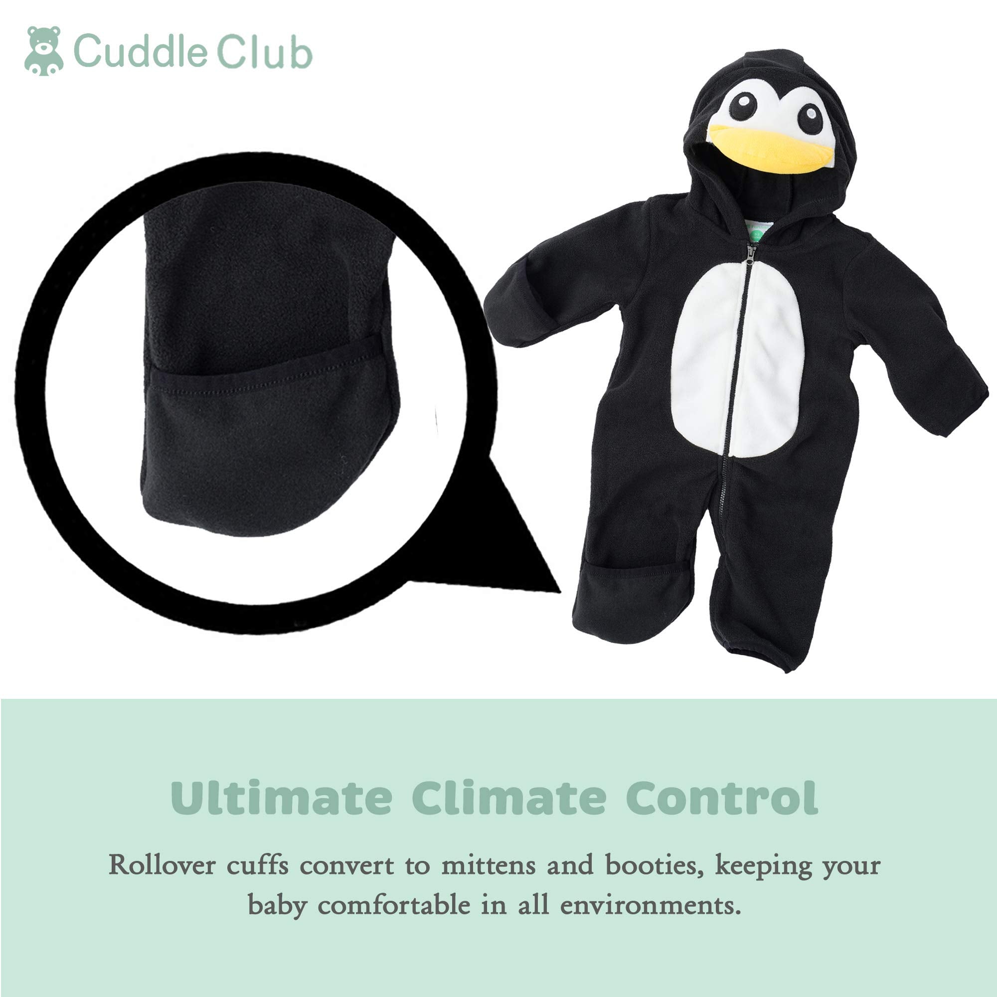 Cuddle Club Fleece Baby Bunting Bodysuit – Infant One Piece Kids Hooded Romper Outerwear Toddler Jacket