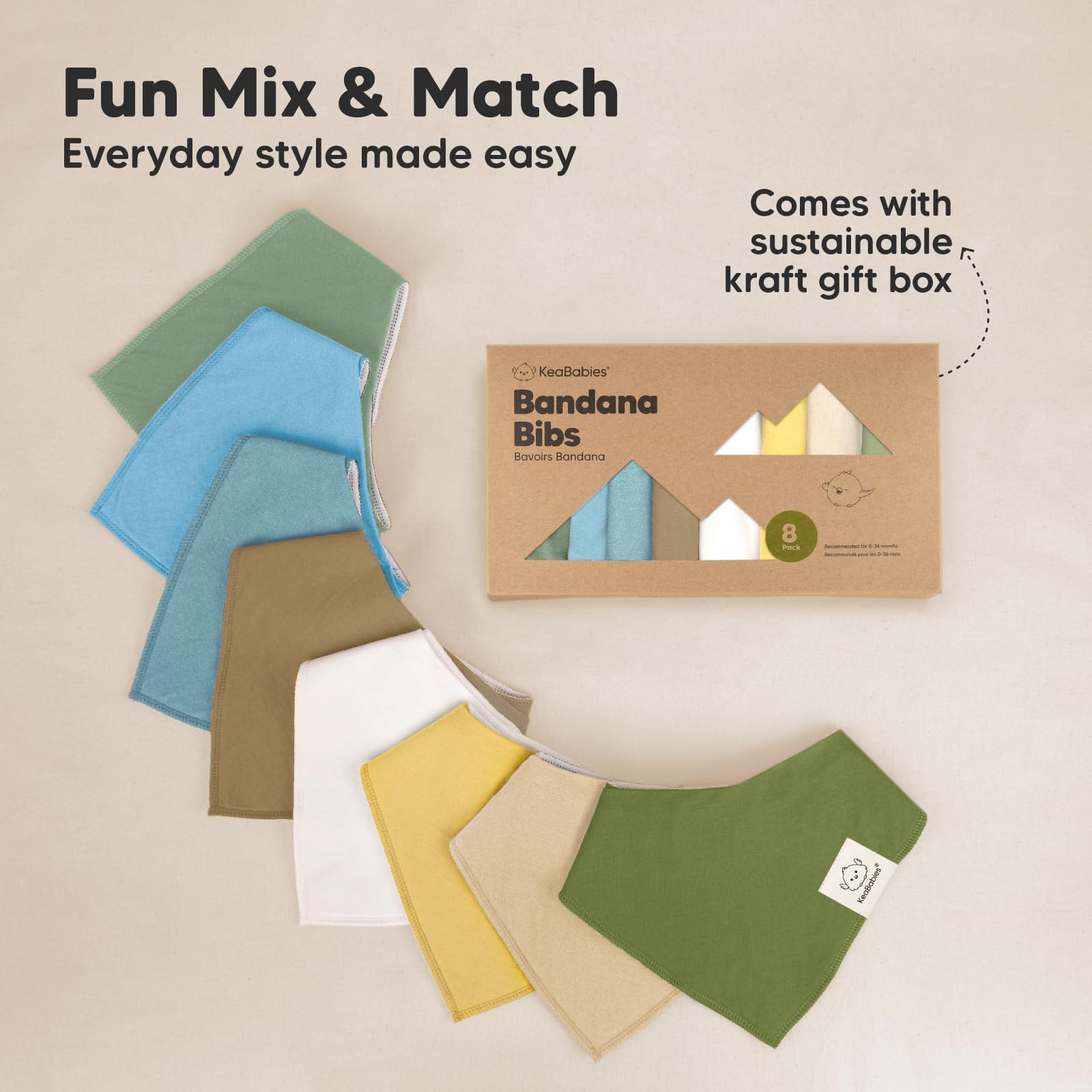 8pk Organic Baby Bandana Bibs for Drooling and Teething (Daybreak)