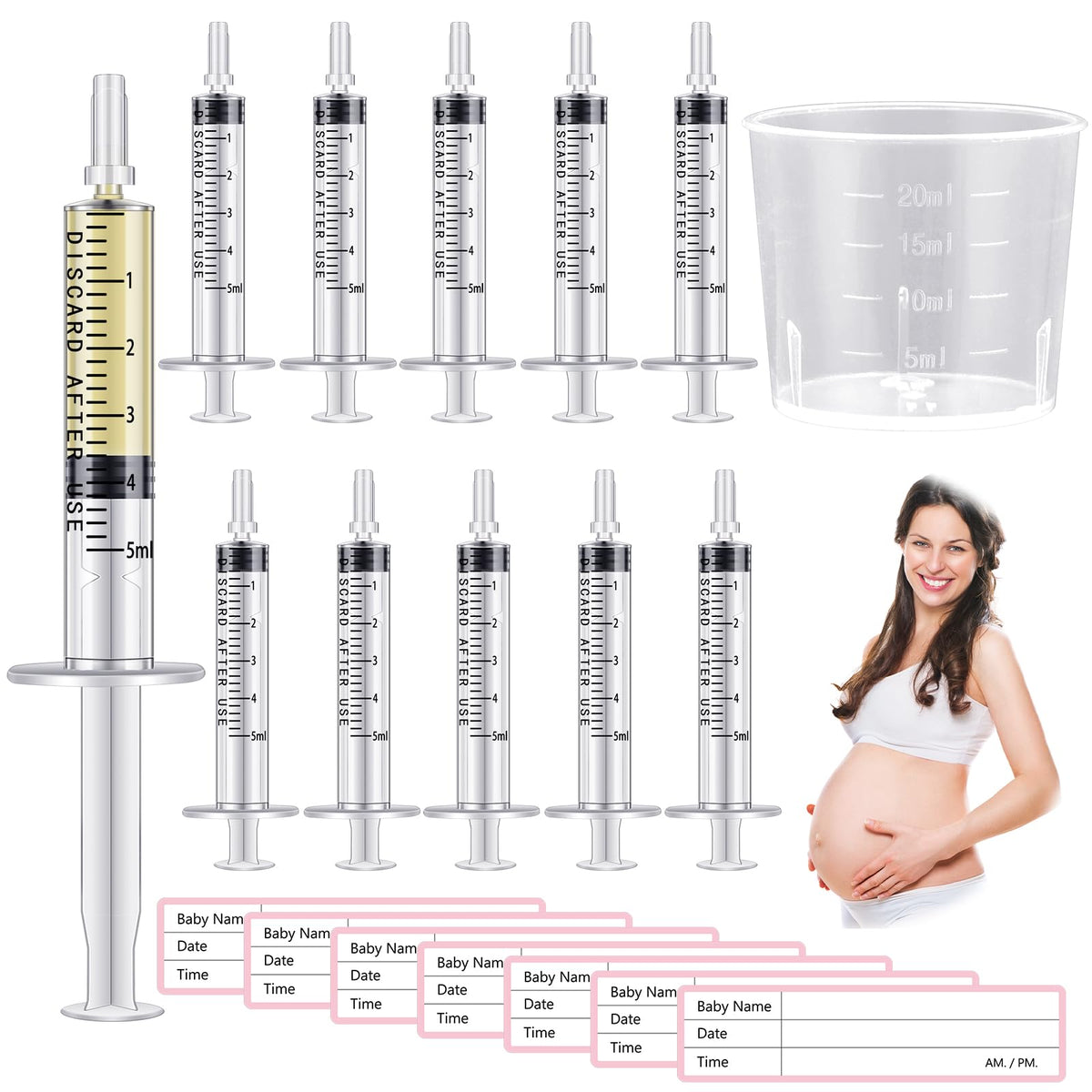 Trelaco 100 Sets 5 Ml Breast Milk Syringes No Needle Colostrum