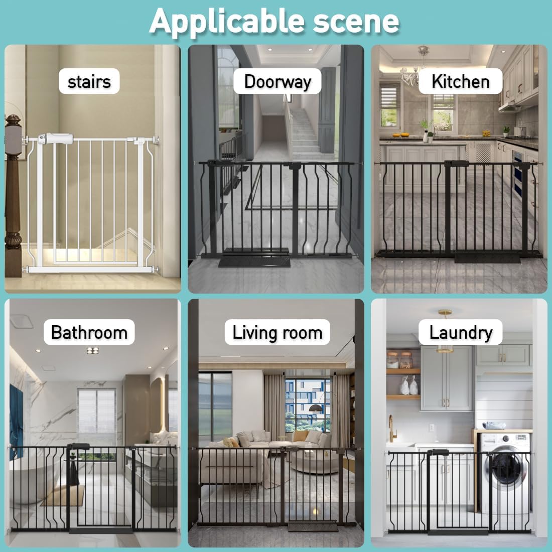 WAOWAO 62.19-66.88" Extra Wide Baby Gate Pressure Mounted 30" Tall White