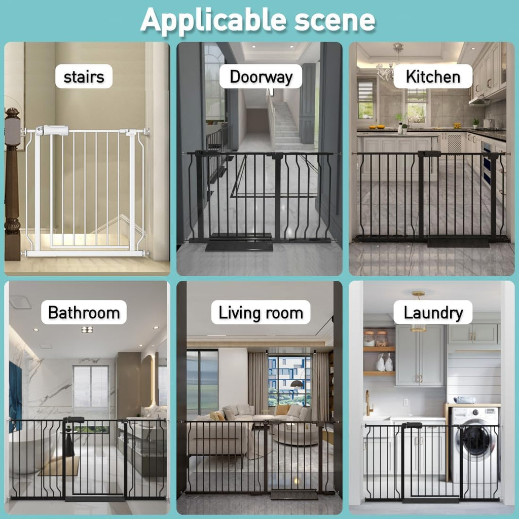 WAOWAO 62.19-66.88" Extra Wide Baby Gate Pressure Mounted 30" Tall White