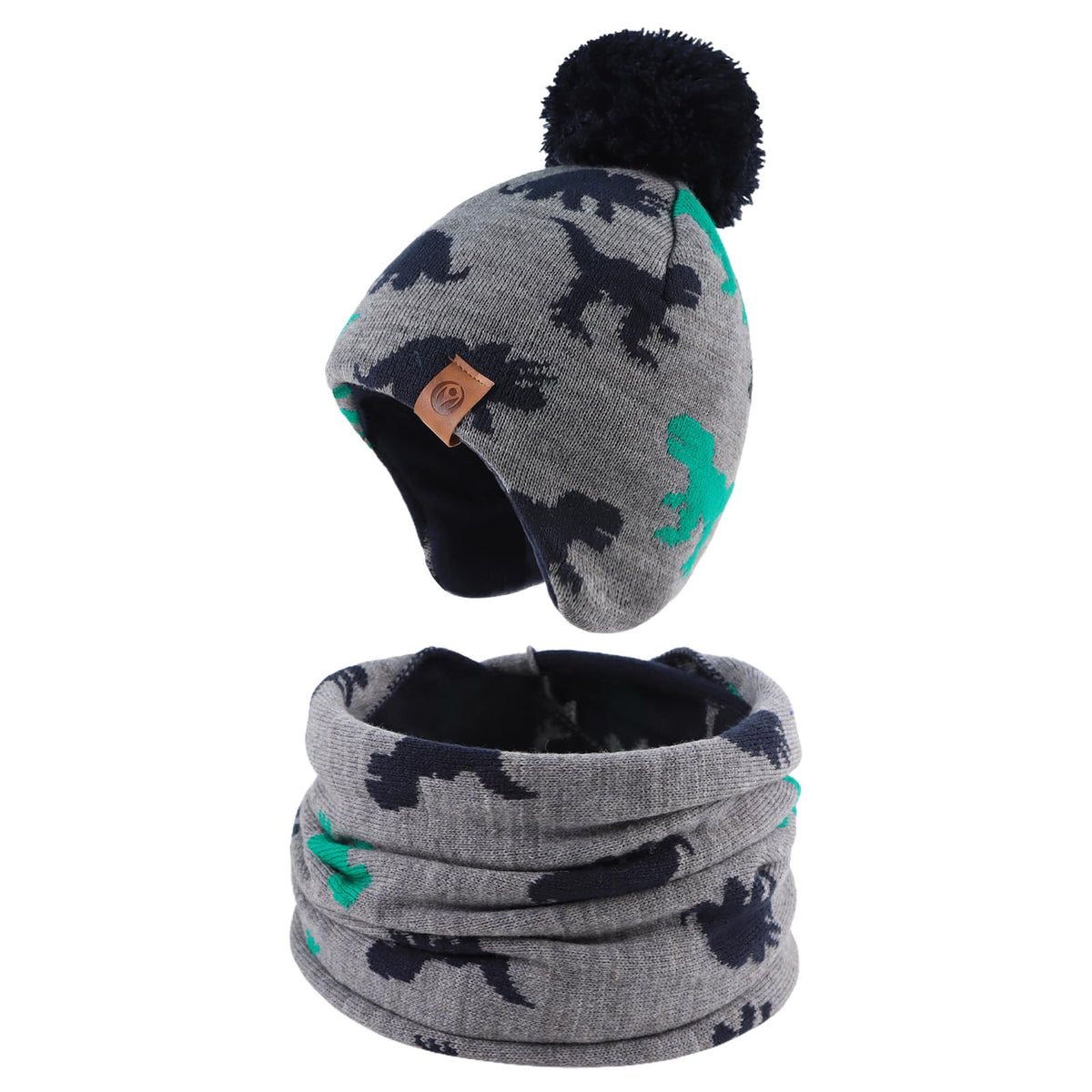 JANGANNSA Knitted Baby Hat Scarf Winter Warm Boy Girl Beanie Fleece Lining