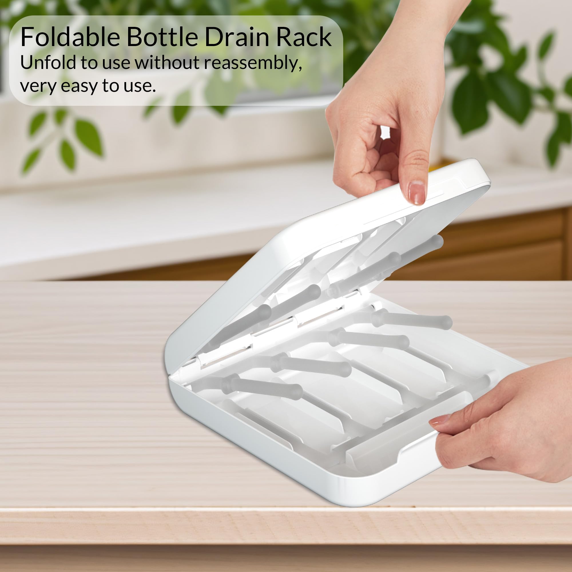 WHNL Travel Bottle Drying Rack Space Saving,Foldable Bottle Drying Rack with 16 Ribs,Portable Baby Bottle Drying Rack for Bottles,Breast Pumps and Other Feeding Accessories,Widely Used Daily Basis