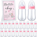 Roowest Bottle Chug Baby Shower Game Favors Including Pink Elephant Theme Wooden Sign and 18 Pcs Baby Bottles for Gender Reveal Party Supplies
