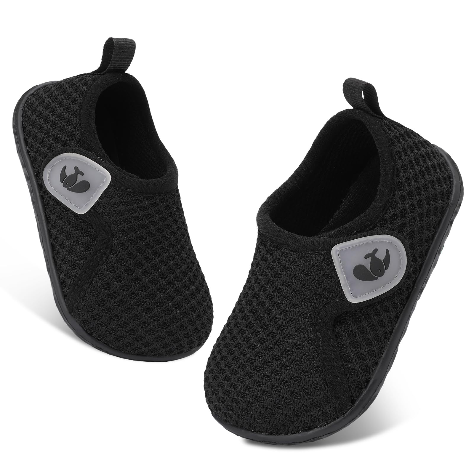FEETCITY Baby First Walking Shoes Boys Girls Toddler Sneakers Anti-Slip Newborn Crib Shoes Black