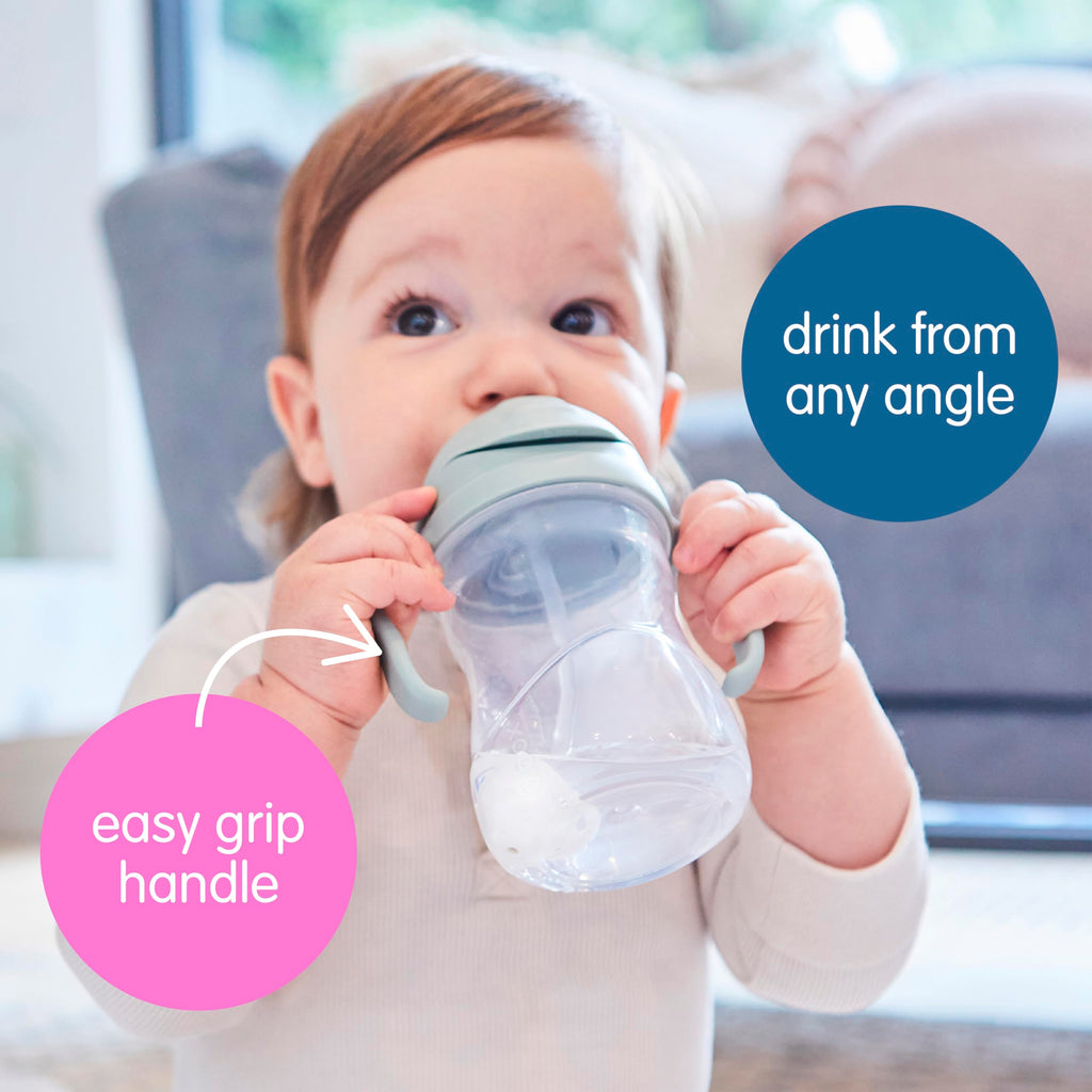b.box Sippy Cup with Weighted Straw, Toddler Straw Cup, Spill Proof, 8oz