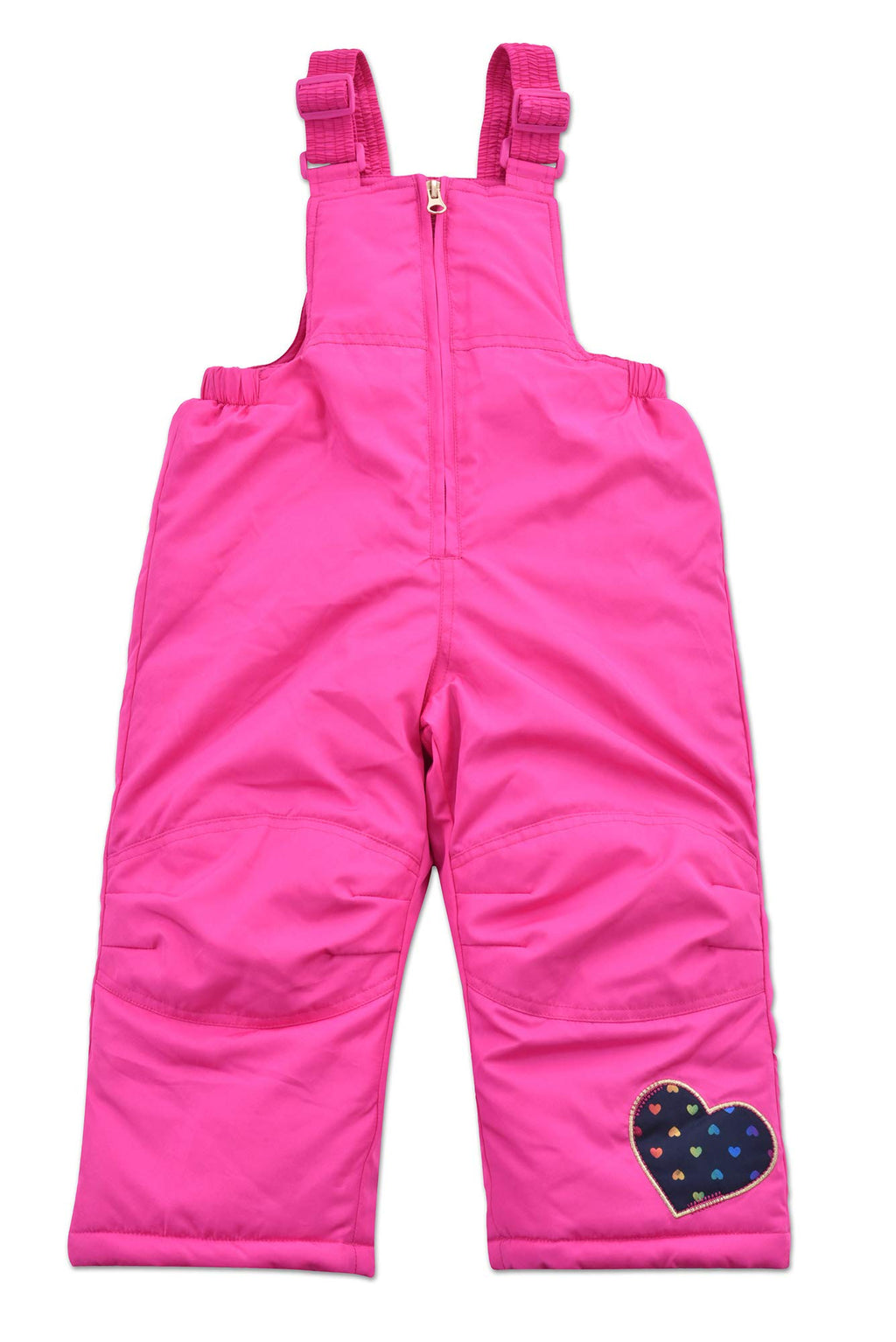 Arctic Quest Little Girls Bib Snow Pants and Ski Jacket Water-Resistant Snowsuit For Kids Winter Jacket For Girls Hooded, Navy/Pink, 3T