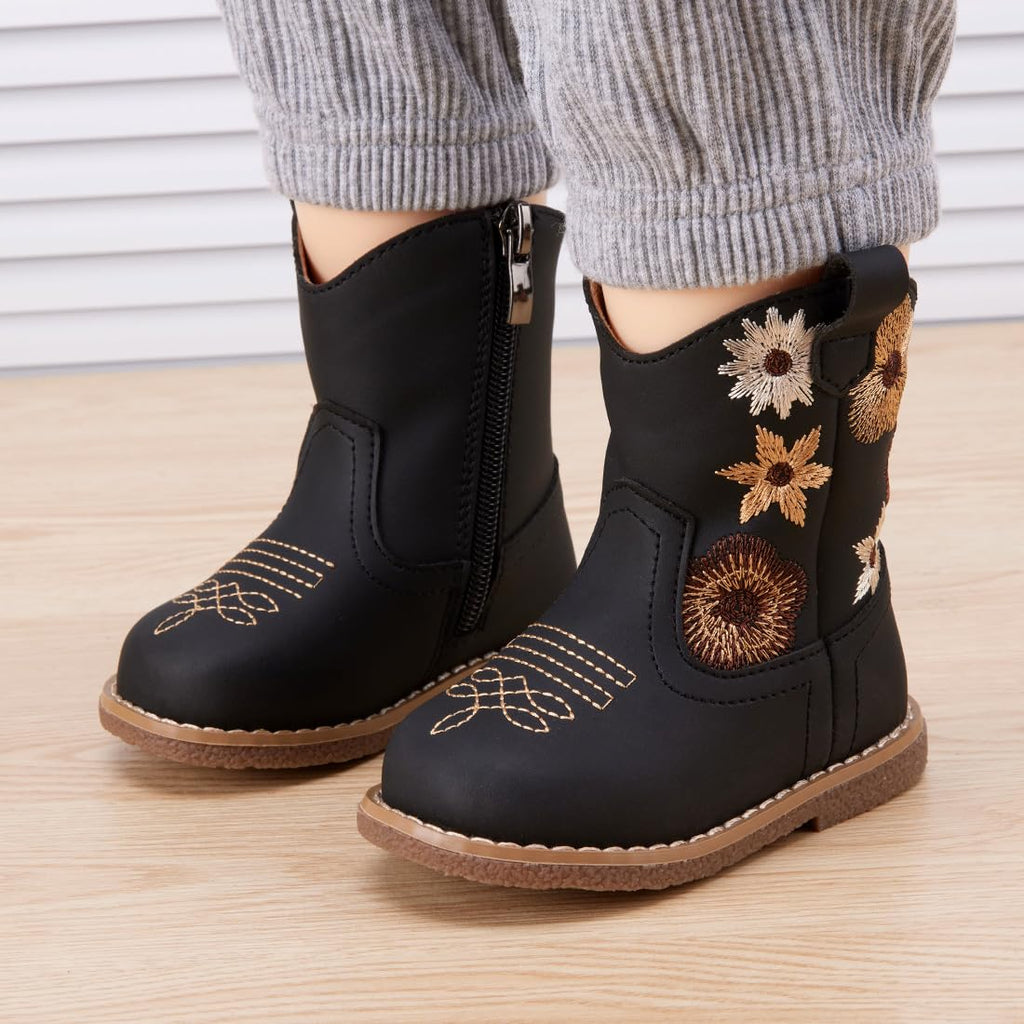 BMCiTYBM Baby Cowboy Boots Infant Cowgirl Western Shoes Black 12-18 Months