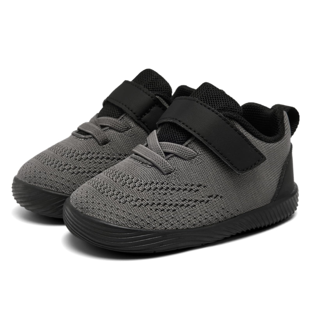 MORENDL Toddler Sneakers Baby Boys & Girls Barefoot Shoes Lightweight Breathable Walking Running Tennis Athletic Sport Shoes Black 18-24Months