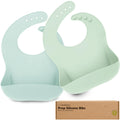 KeaBabies 2-Pack Silicone Bibs for Babies, Toddlers Girl, Boy (Pastel Sky)