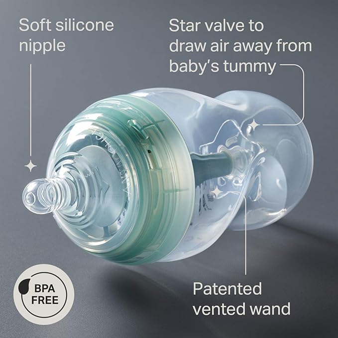 Tommee Tippee Advanced Anti-Colic 10 Piece Bottle and Pacifier Set, 5 and 9 oz BPA Free Bottles, Newborn 0+ months, Slow & Medium-Flow Breast-Like Nipples, 3 Travel Bottle Lids, 2 Ultralight Pacifiers
