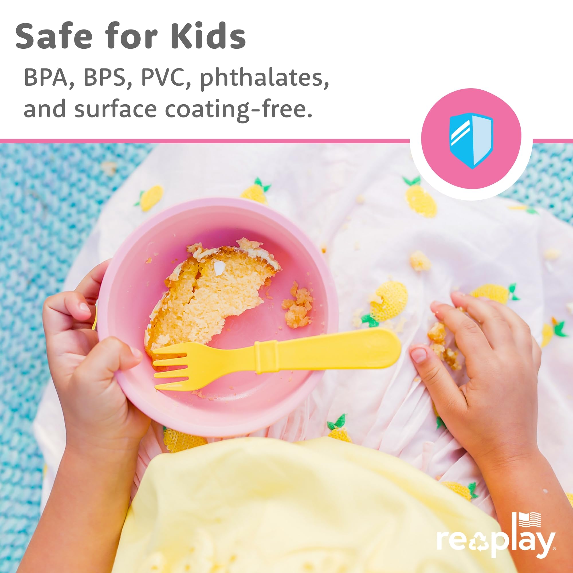 Re-Play 12 oz. Toddler Bowls Set of 4 with Lids - Kids Deep-Walled, Durable & Reusable Snack and Meal Bowls, Dishwasher & Microwave Safe, BPA-Free, Made in USA from Recycled Plastic, True Blue