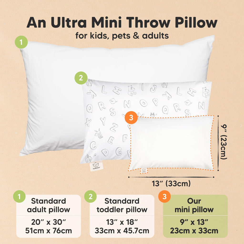 Mini Toddler Pillow with Pillowcase, 9x13 My Dreamy Pillow (Soft White)
